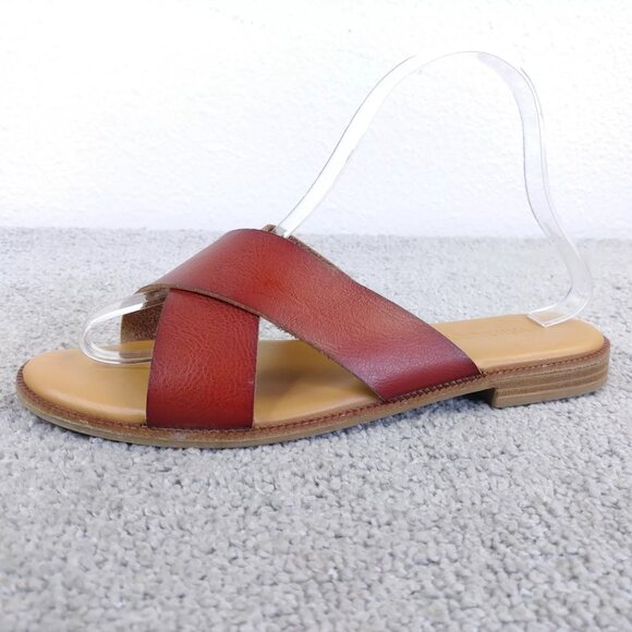 Cynthia Rowley Sandals Womens Size 7 Shoes Slip on Flats Criss Cross Straps - Picture 1 of 9